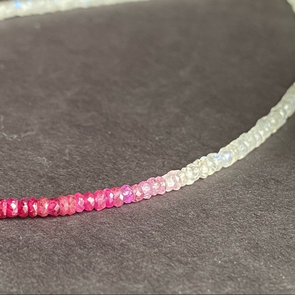 Genuine Ruby & Moonstone Beaded Choker Necklace in sterling silver - Picture 13 of 14